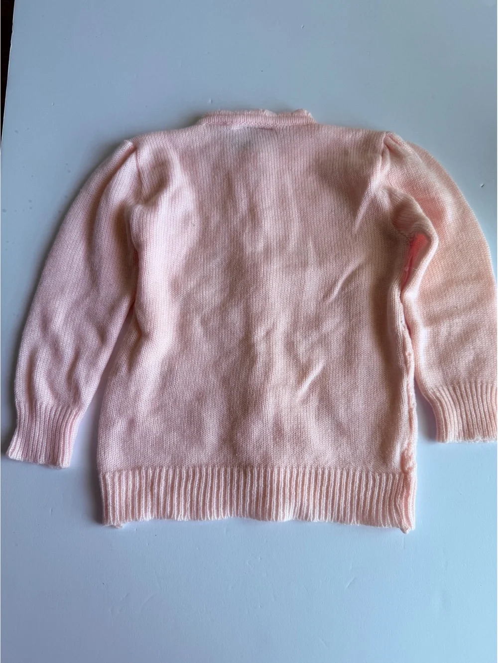 Vintage Y2K Pride & Joy Pink Pointelle Knit Floral Cardigan Sweater 2T/3T